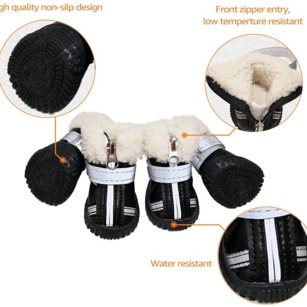 Winter Boots with Reflective Straps for Small Dogs